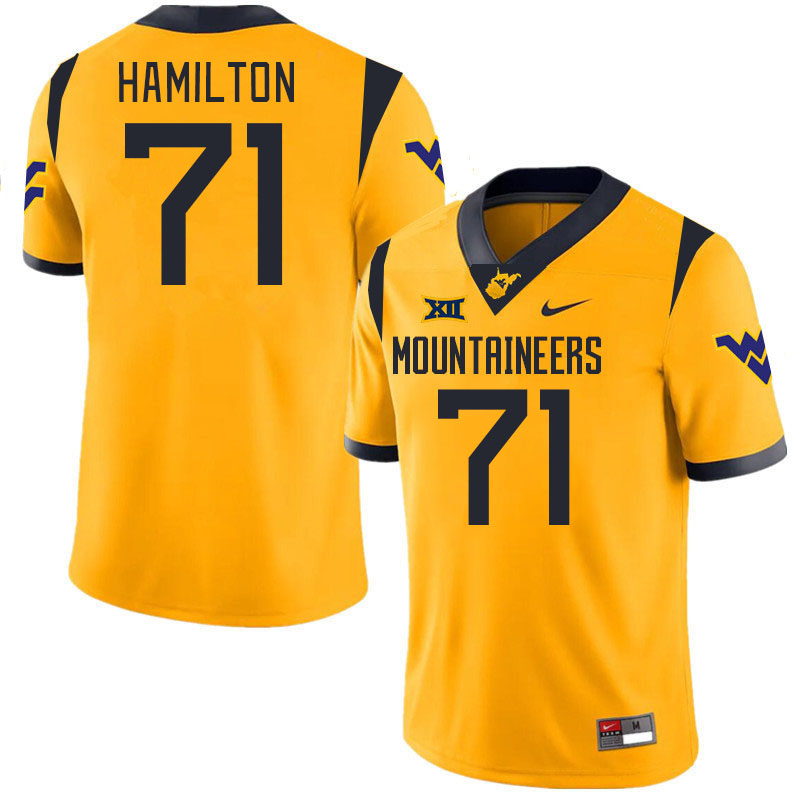 Men #71 Maurice Hamilton West Virginia Mountaineers College 2024 New Uniforms Football Jerseys Stitc